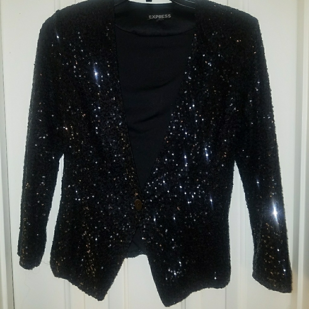 Express size small Black sequin blazer